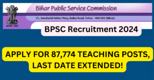 "BPSC Recruitment 2024, Bihar teaching vacancies, Teacher Recruitment Examination TRE 3.0, Bihar Public Service Commission jobs, Government-aided school positions in Bihar, Teaching posts application deadline extended, BPSC TRE eligibility criteria, BPSC TRE exam dates, Online application for BPSC teaching jobs, BPSC official notification download, Teaching positions for Classes 1 to 12, BPSC TRE application fee, Bihar educator opportunities, BPSC TRE 3.0 application process, BPSC TRE extended application date, BPSC 87,774 teaching posts, BPSC Class 1 to 5 teaching vacancies, BPSC Urdu teaching positions, BPSC Bengali teacher recruitment"