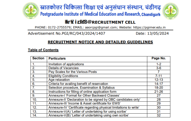PGIMER Recruitment 2024 - Apply Now for Senior Residents, Jr./Sr. Demonstrators, and Senior Medical Officer positions.