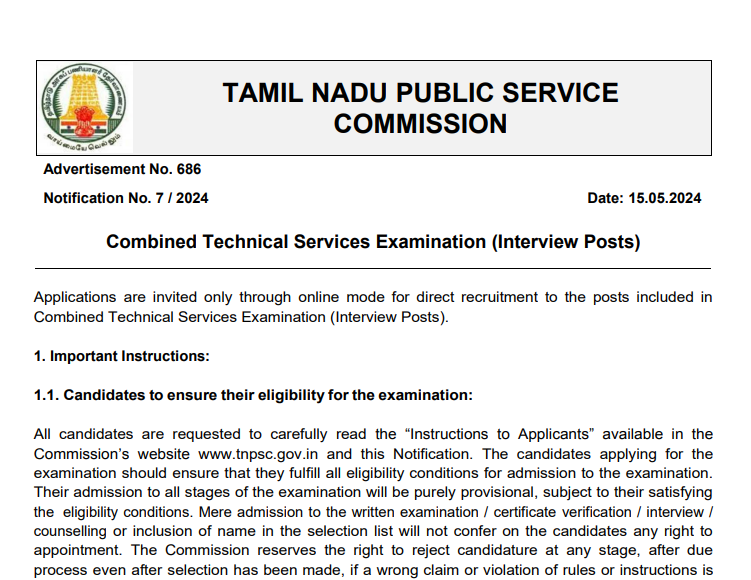 TNPSC CTS Recruitment 2024 - Apply Now for 118 Vacancies in Combined Technical Services