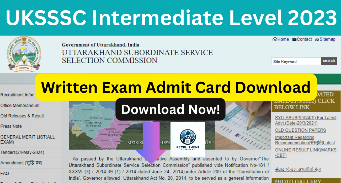 UKSSSC Intermediate Level Admit Card 2023