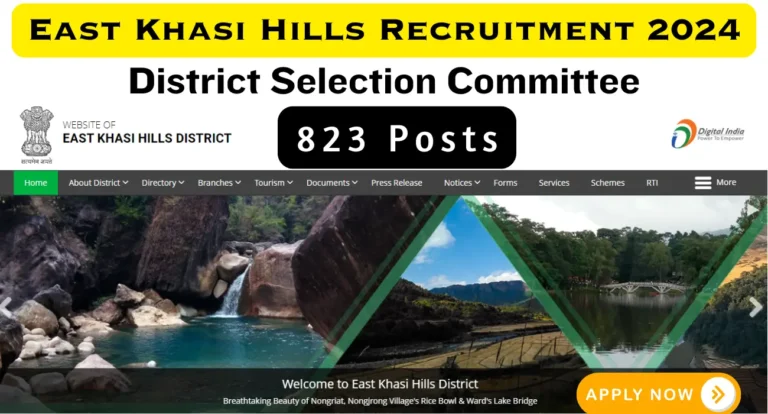 District Selection Committee East Khasi Hills Recruitment 2024 for 823 Posts