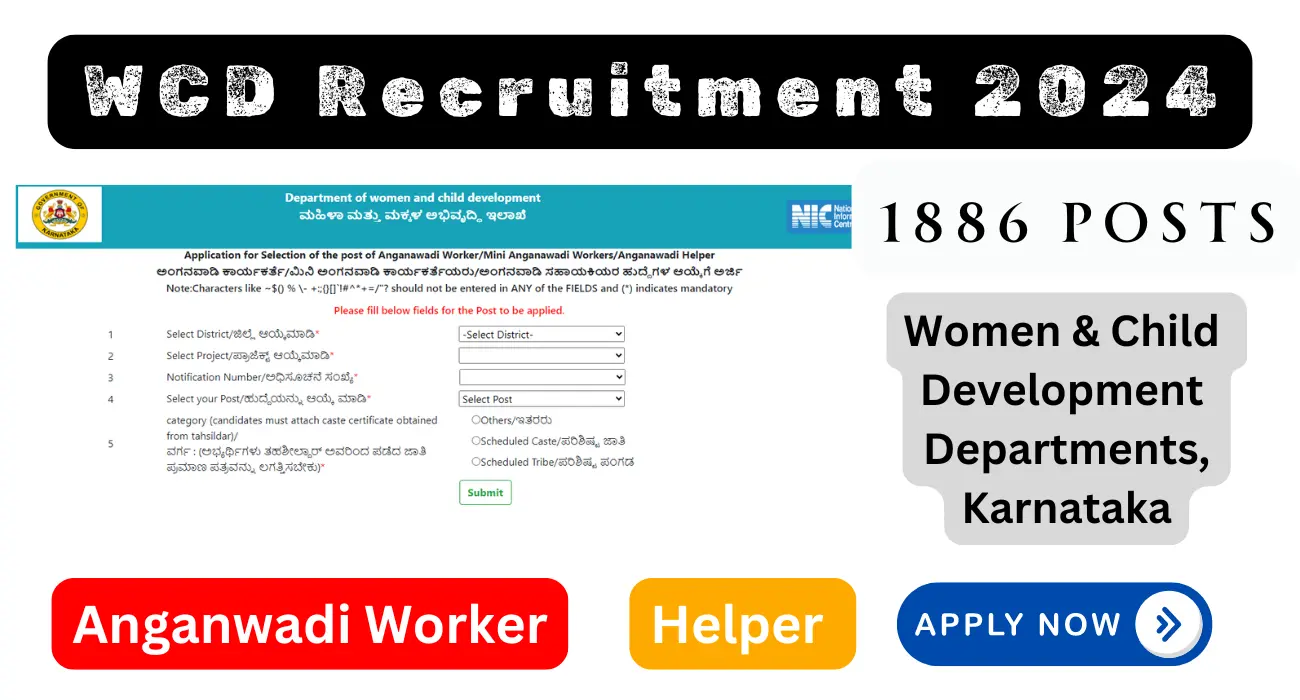 WCD Anganwadi Worker & Helper Recruitment 2024 - Apply Online for Various Districts