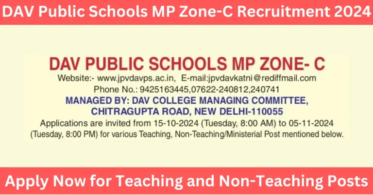 DAV Public Schools MP Zone-C Recruitment 2024