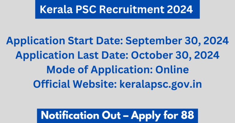 Kerala PSC Recruitment 2024 Notification