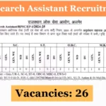 RPSC Research Assistant Recruitment 2024: Apply for 26 Vacancies. Last Date: November 13, 2024.