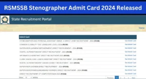 RSMSSB Stenographer Admit Card 2024 is now available. Download your admit card and check exam details for October 5, 2024.