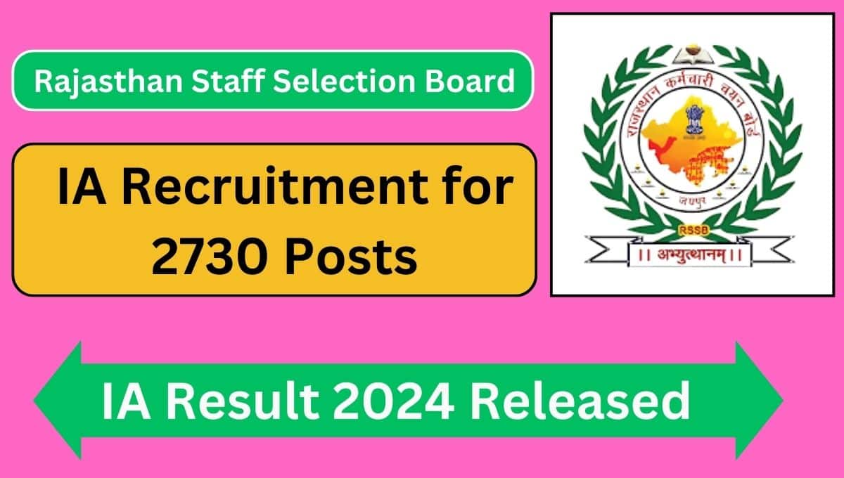 RSMSSB IA Result 2024 Recruitment for 2730 Posts