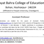 Rayat Bahra College of Education Recruitment 2024 - Apply for Assistant Professor