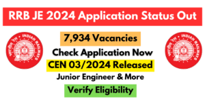 RRB JE 2024 Application Status for Junior Engineer, Depot Material Superintendent, and Other Posts.