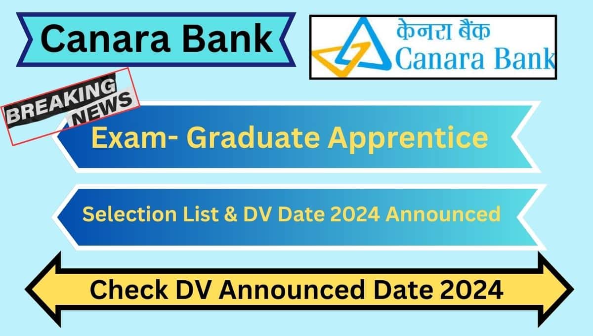 Canara Bank Graduate Apprentice Selection List & DV Date 2024