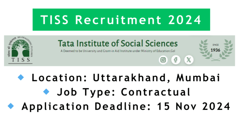 TISS Recruitment 2024 for Health & Wellness Project in Uttarakhand - Apply Now