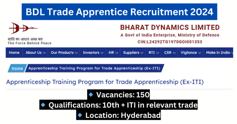 BDL Trade Apprentice Recruitment 2024