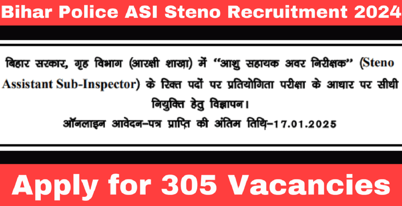 Bihar Police ASI Steno Recruitment 2024