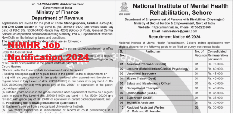 NIMHR Job Notification 2024