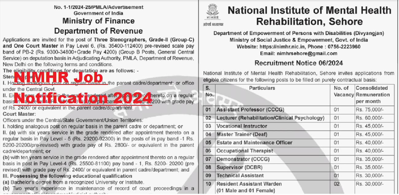 NIMHR Job Notification 2024