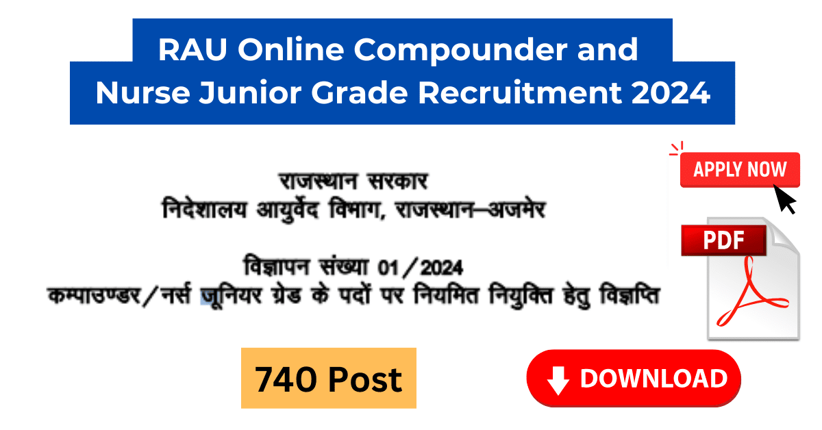 RAU Online Compounder and Nurse Junior Grade Recruitment 2024