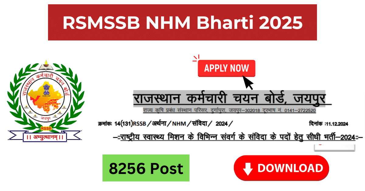 RSMSSB NHM Recruitment 2024-25: Apply Online for 8,256 Posts in Rajasthan