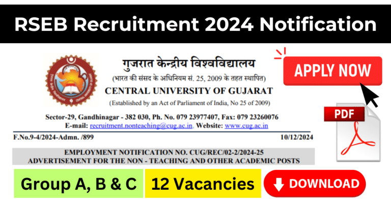 Central University of Gujarat (CUG) Recruitment 2024: Apply for Group A, B, and C Non-Teaching & Academic Posts