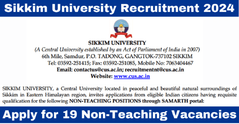 Sikkim University Recruitment 2024