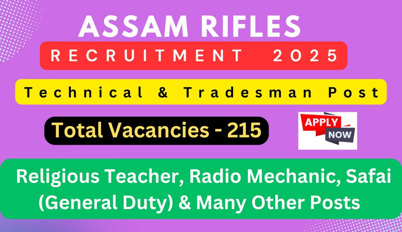 Assam Rifles Technical & Tradesman Recruitment 2025