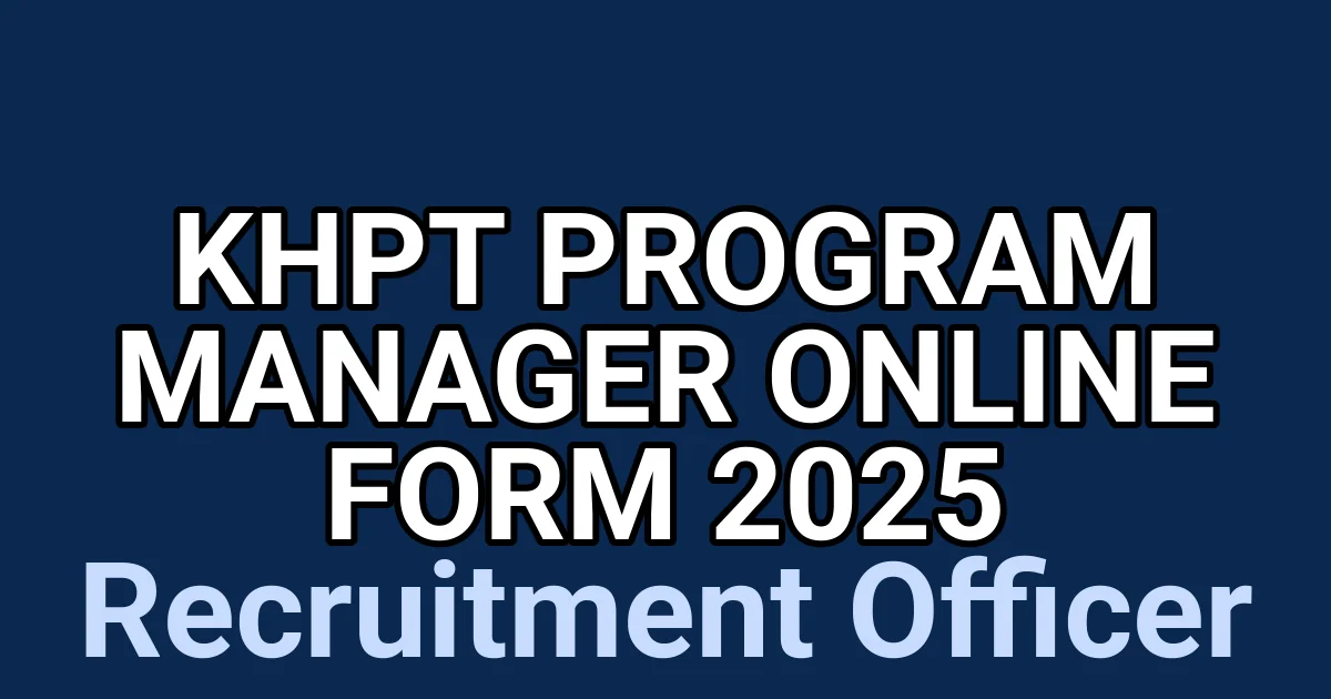 KHPT Program Manager Online Form 2025