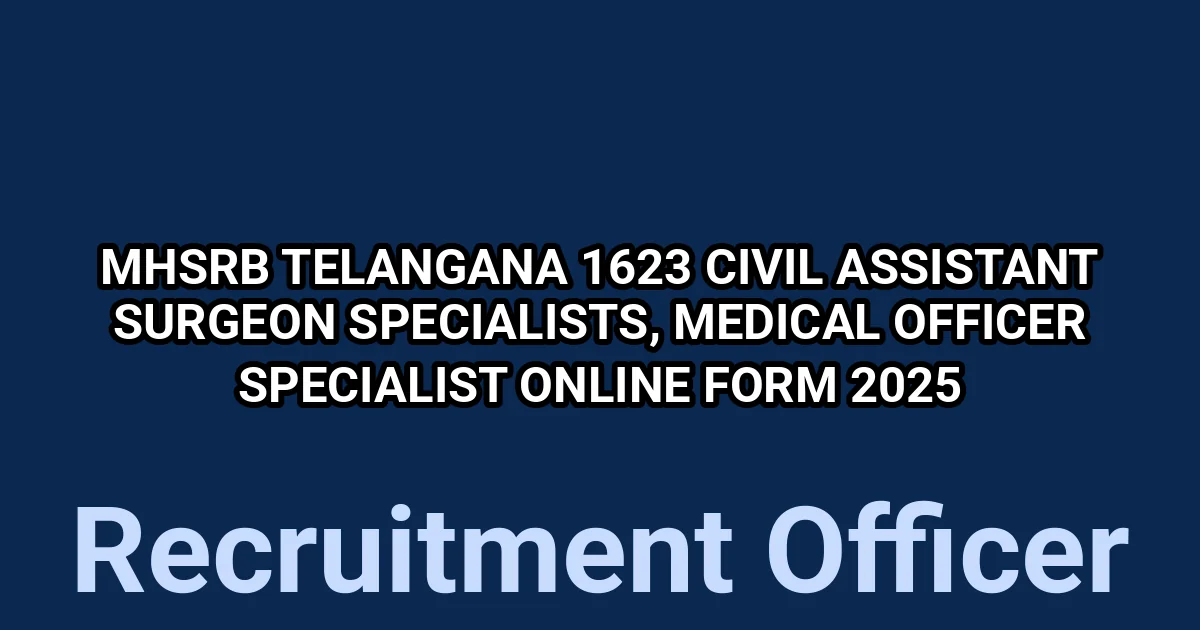 MHSRB Telangana 1623 Civil Assistant Surgeon Specialists, Medical Officer Specialist Online Form 2025 1 tmpama atvu