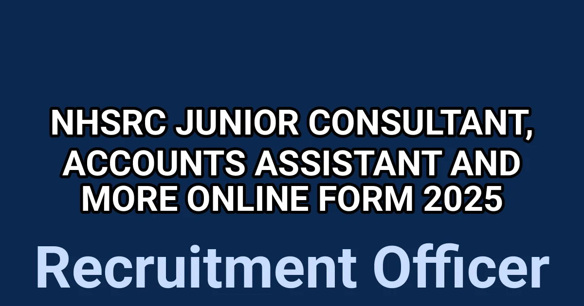 NHSRC Junior Consultant, Accounts Assistant and More Online Form 2025 1 tmpqay8v49h