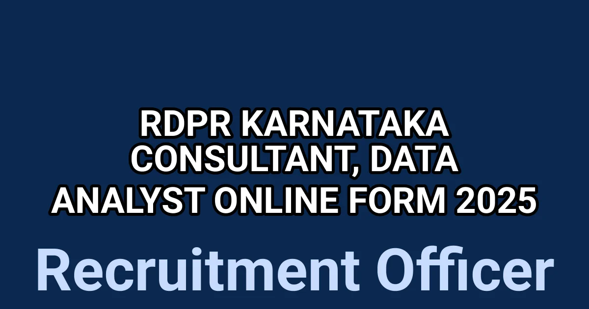 RDPR Karnataka Consultant, Data Analyst Online Form 2025 1
