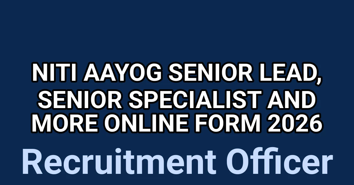 NITI Aayog Senior Lead, Senior Specialist and More Online Form 2026 1