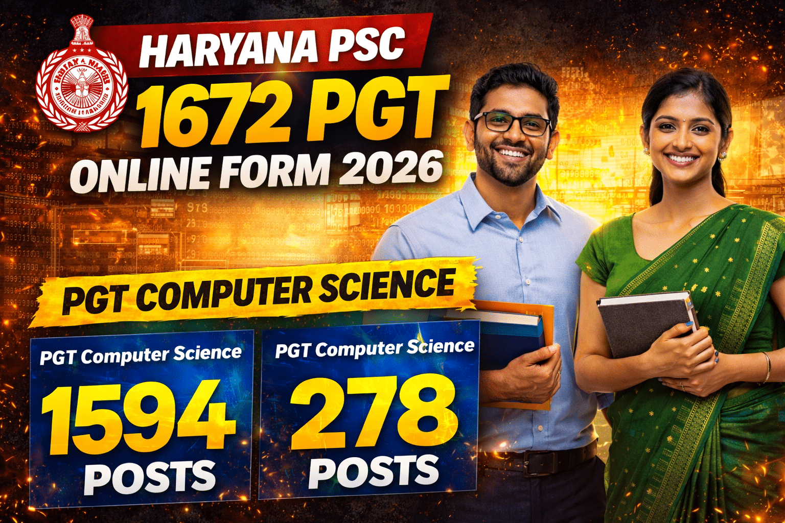 Haryana PSC 1672 PGT Online Form 2026
