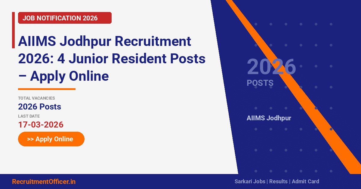aiims jodhpur recruitment 2026 4 junior resident posts apply online featured