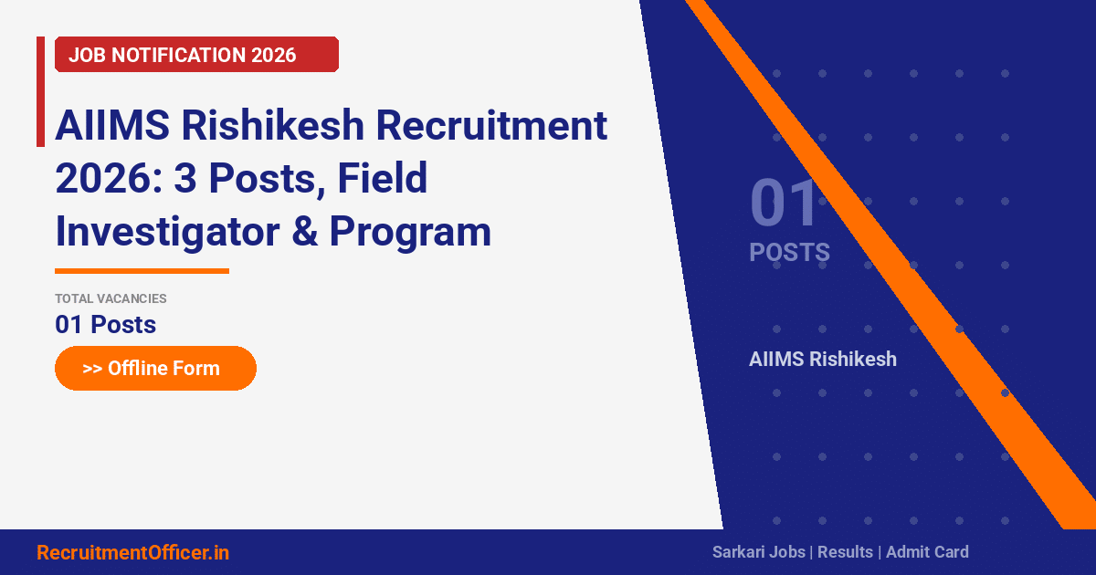 aiims rishikesh recruitment 2026 3 posts field investigator program manager offl featured