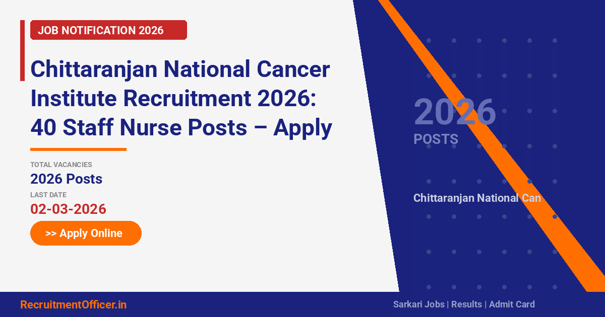 Chittaranjan National Cancer Institute Recruitment 2026: 40 Staff Nurse Posts – Apply Online - RecruitmentOfficer.in