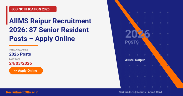 AIIMS Raipur Recruitment 2026: 87 Senior Resident Posts – Apply Online