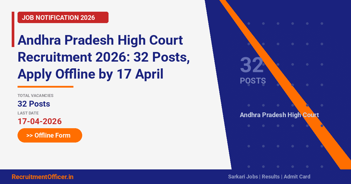Andhra Pradesh High Court Recruitment 2026: 32 Posts, Apply Offline by 17 April - RecruitmentOfficer.in
