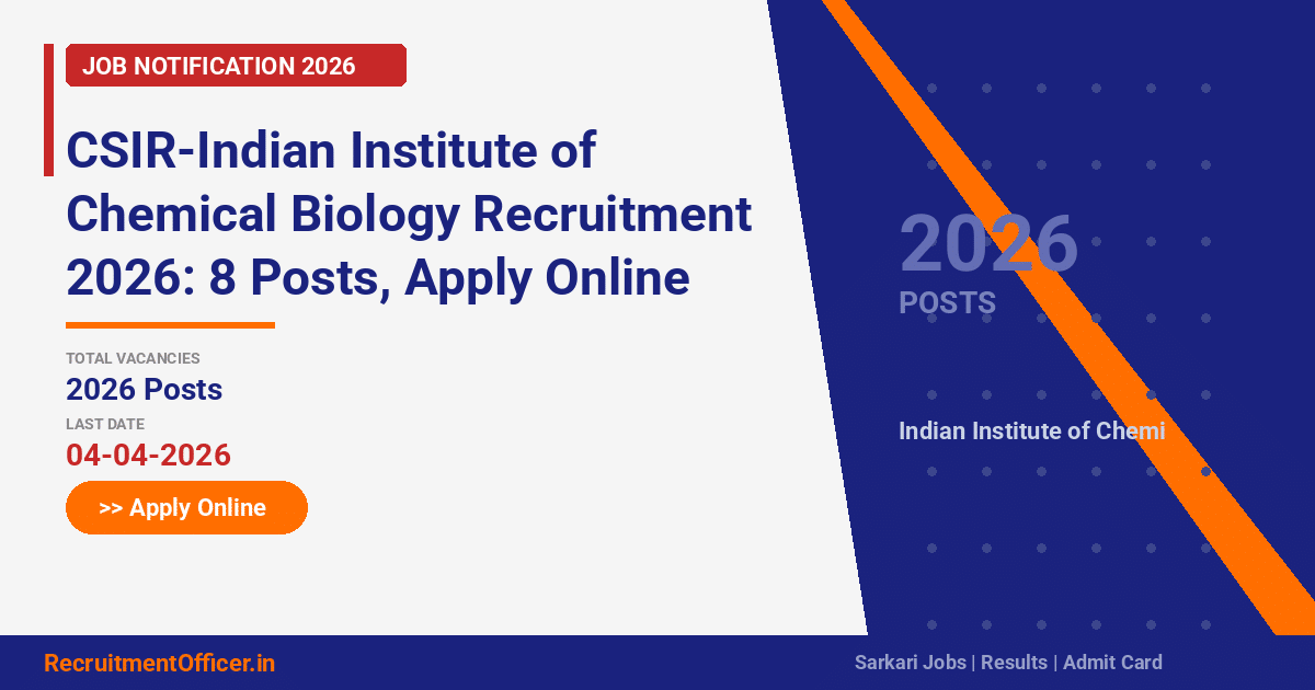 CSIR-Indian Institute of Chemical Biology Recruitment 2026: 8 Posts, Apply Online - RecruitmentOfficer.in