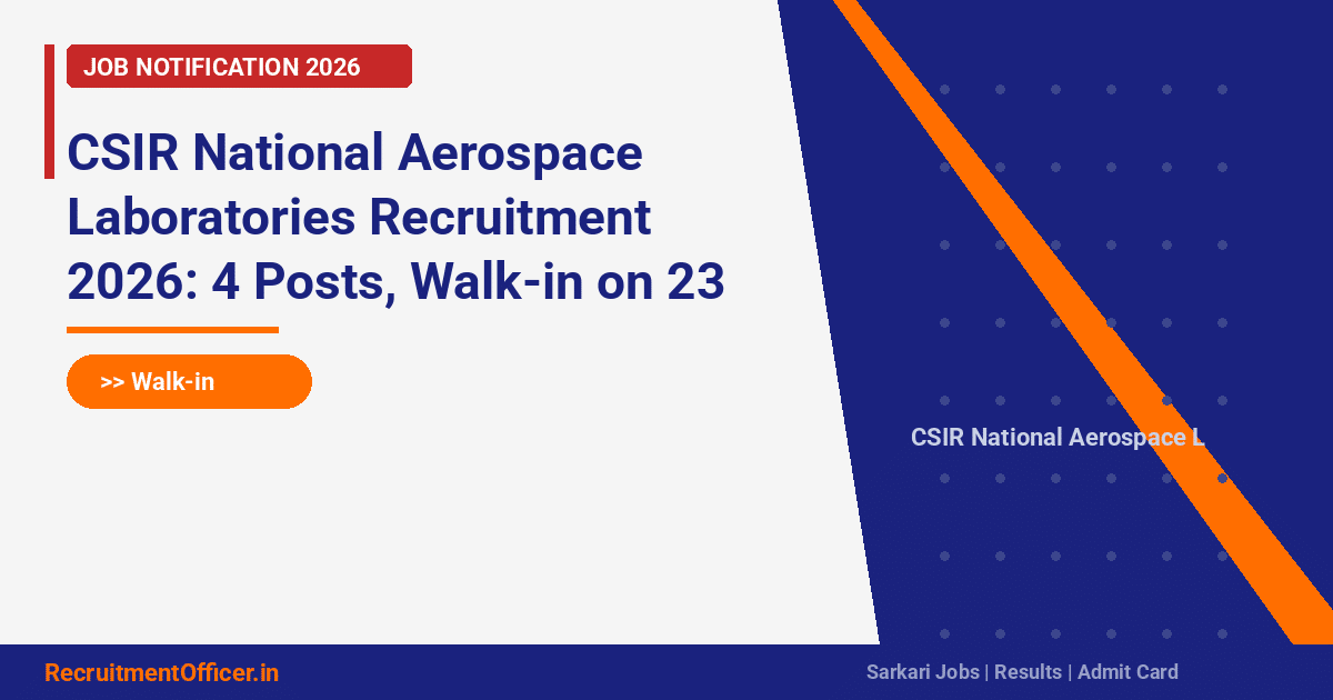 CSIR National Aerospace Laboratories Recruitment 2026: 4 Posts, Walk-in on 23 March - RecruitmentOfficer.in