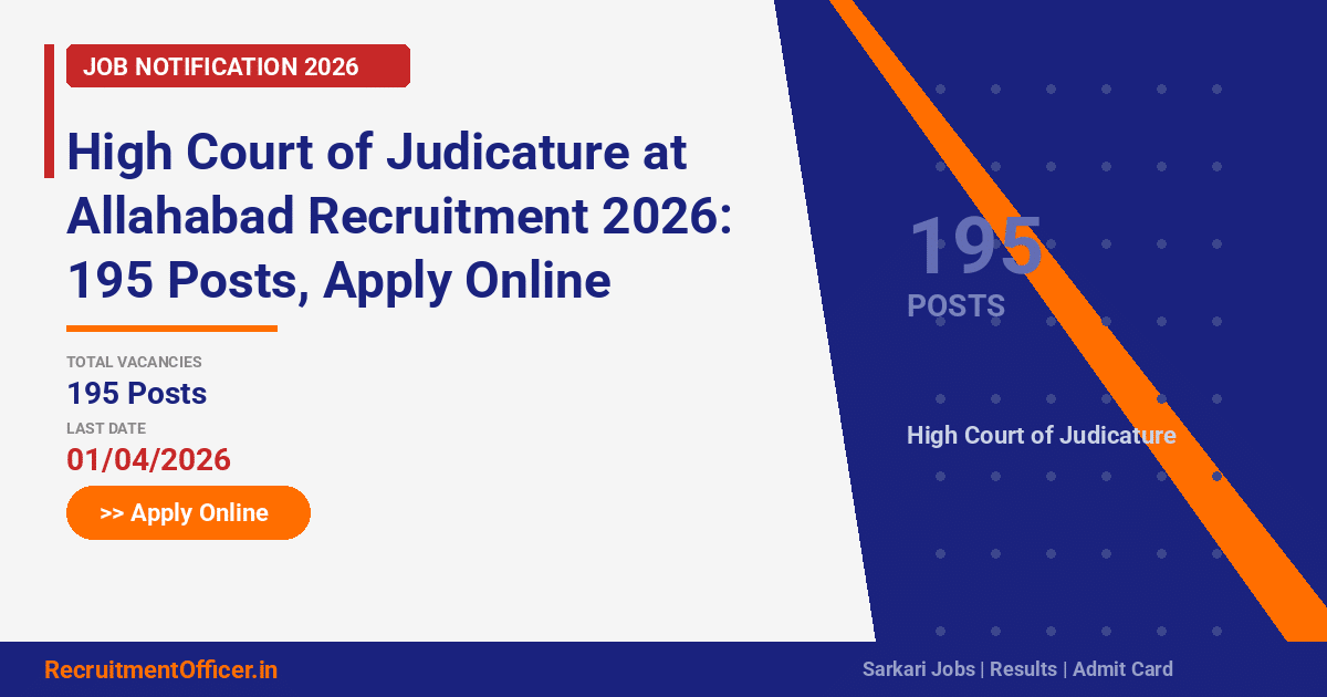 High Court of Judicature at Allahabad Recruitment 2026: 195 Posts, Apply Online - RecruitmentOfficer.in