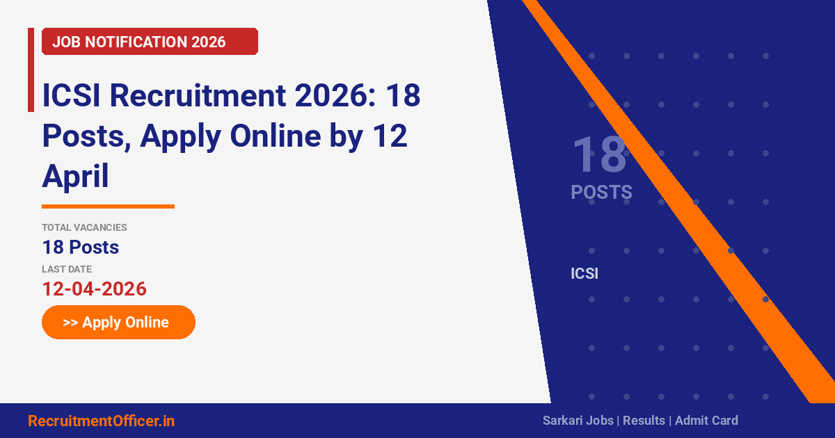 ICSI Recruitment 2026: 18 Posts, Apply Online by 12 April - RecruitmentOfficer.in