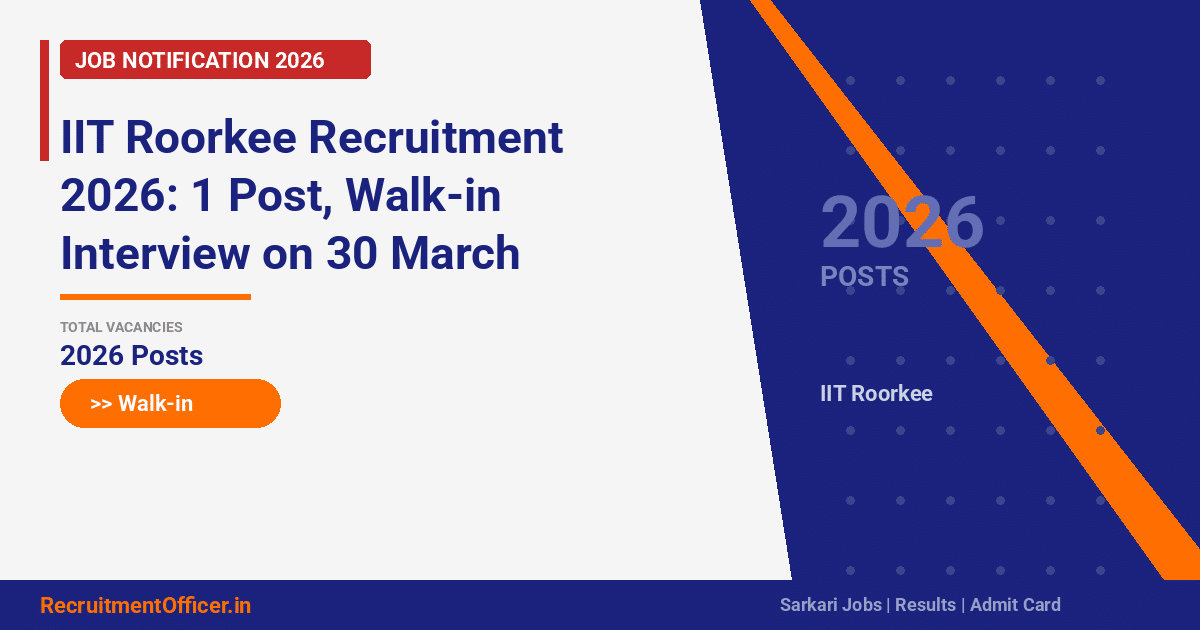 IIT Roorkee Recruitment 2026: 1 Post, Walk-in Interview on 30 March - RecruitmentOfficer.in