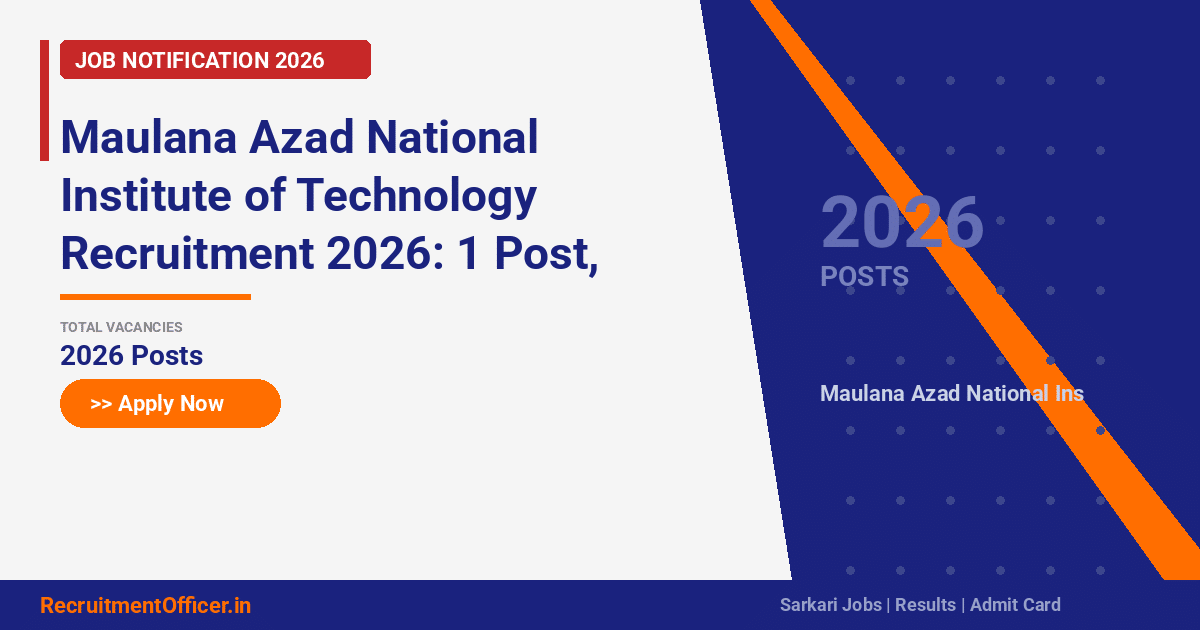 Maulana Azad National Institute of Technology Recruitment 2026: 1 Post, Email Application by 06 Mar - RecruitmentOfficer.in