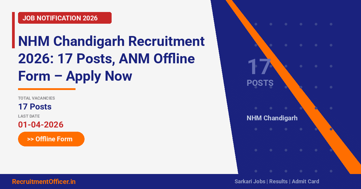 NHM Chandigarh Recruitment 2026: 17 Posts, ANM Offline Form – Apply Now - RecruitmentOfficer.in