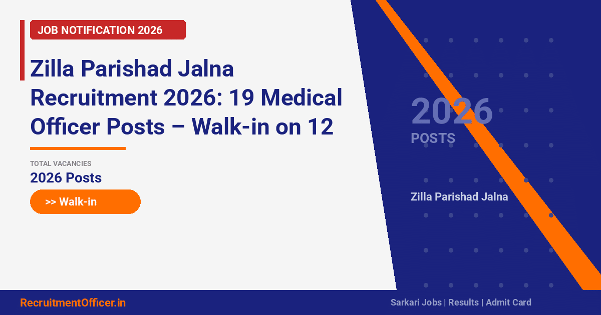 Zilla Parishad Jalna Recruitment 2026: 19 Medical Officer Posts – Walk-in on 12 March - RecruitmentOfficer.in