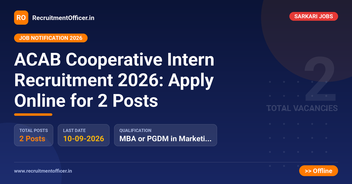 ACAB Cooperative Intern Recruitment 2026: Apply Online for 2 Posts - RecruitmentOfficer.in