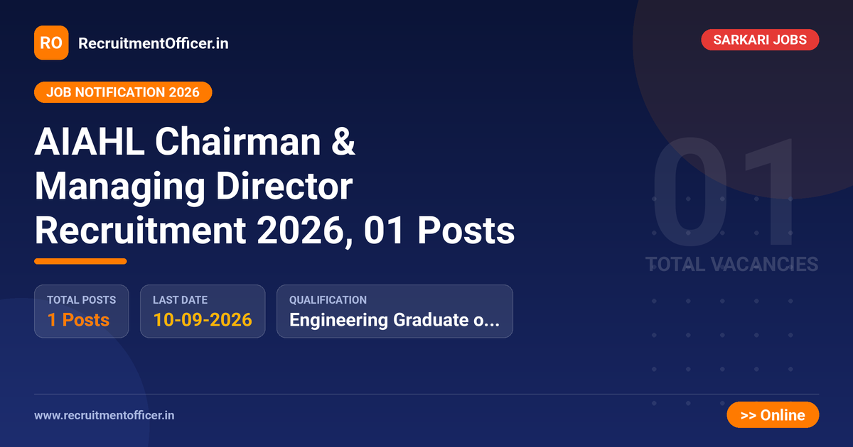 AIAHL Chairman & Managing Director Recruitment 2026, 01 Posts 1 AIAHL Chairman & Managing Director Recruitment 2026, 01 Posts - RecruitmentOfficer.in