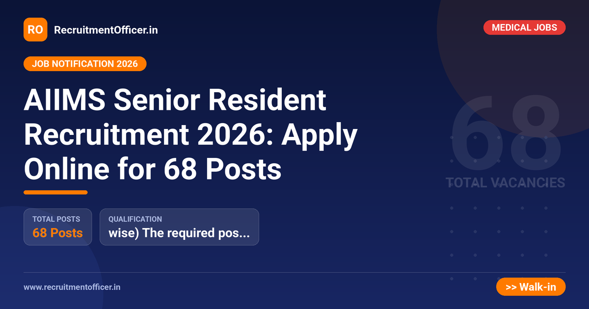 AIIMS Senior Resident Recruitment 2026: Apply Online for 68 Posts - RecruitmentOfficer.in