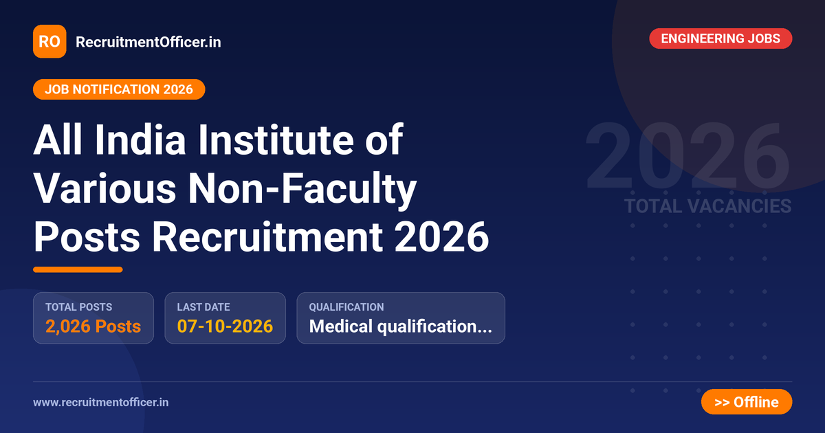 All India Institute of Various Non-Faculty Posts Recruitment 2026 - RecruitmentOfficer.in