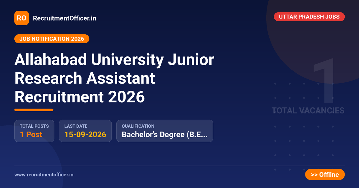 Allahabad University Junior Research Assistant Recruitment 2026 1 Allahabad University Junior Research Assistant Recruitment 2026 - RecruitmentOfficer.in