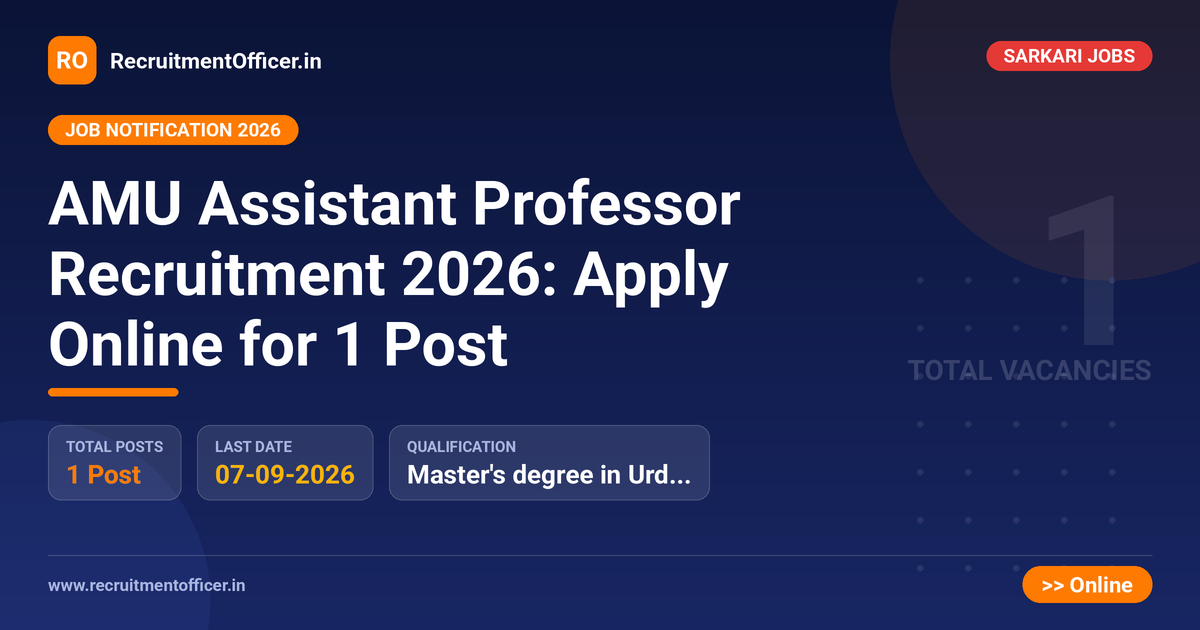 AMU Assistant Professor Recruitment 2026: Apply Online for 1 Post - RecruitmentOfficer.in