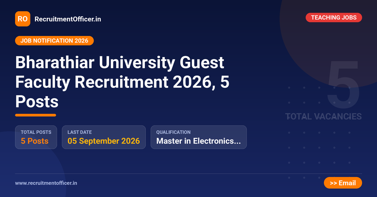 Bharathiar University Guest Faculty Recruitment 2026, 5 Posts - RecruitmentOfficer.in